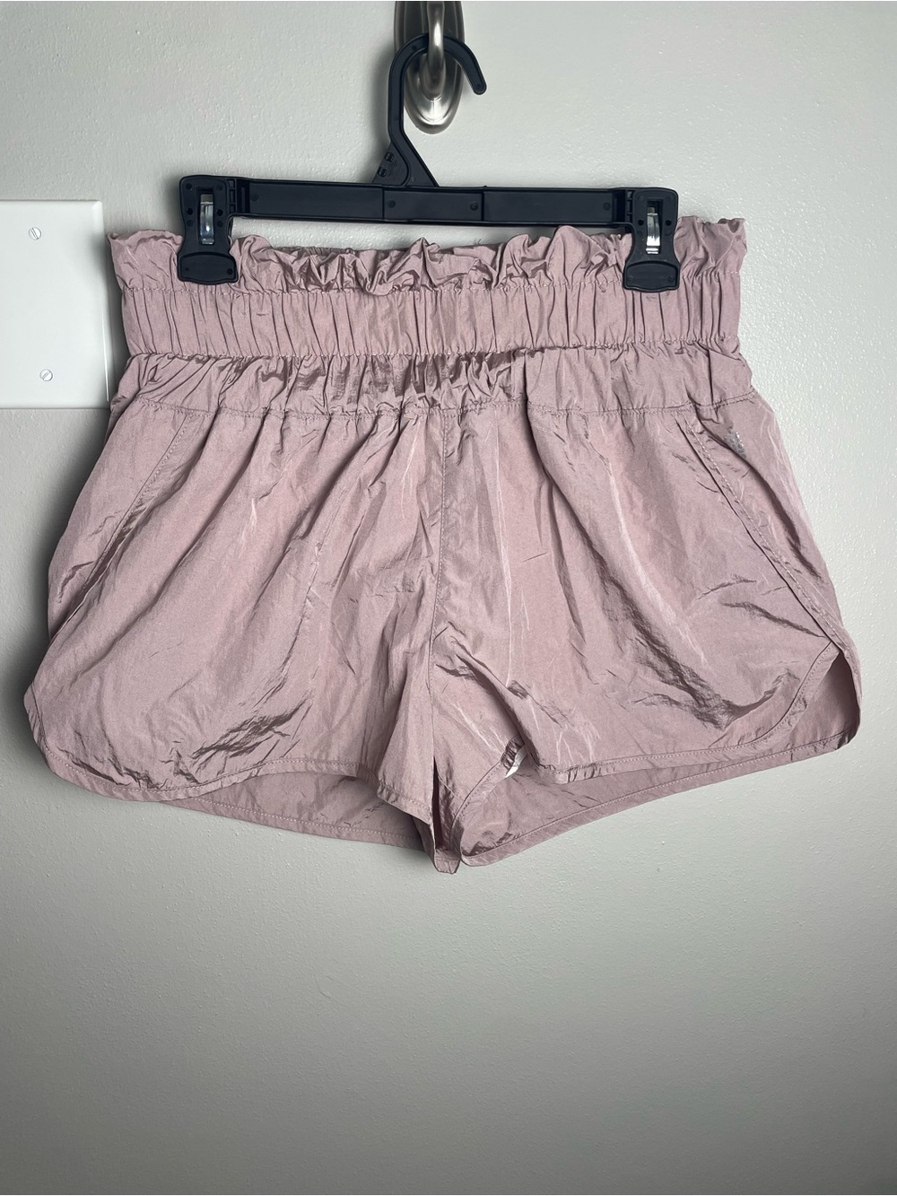 FP Movement by Free People High-Waist Paperbag Shorts in Dusty Rose